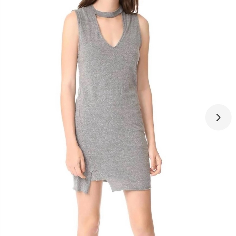 NWT Pam & Gela Gray Cotton Jersey Choker Dress